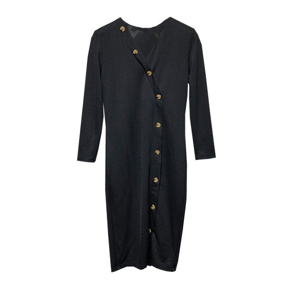 Rochie lunga de dama cu maneci lungi si nasturi