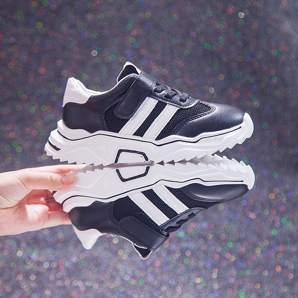 Tenisi casual pentru copii alb-negru - pentru baieti