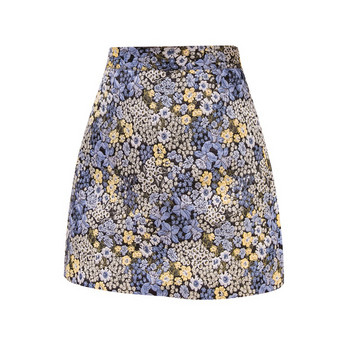 Fusta scurta de dama actuala cu talie inalta cu model floral