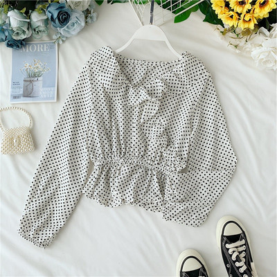 Cămașă de damă cu buline în două culori