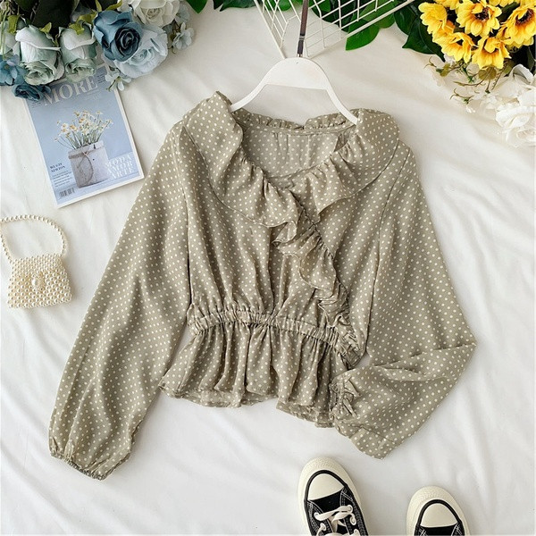 Cămașă de damă cu buline în două culori