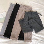 Pantaloni de dama sport-eleganti cu talie inalta si curea in mai multe culori