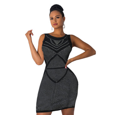 Rochie elegantă de damă cu pietre în negru