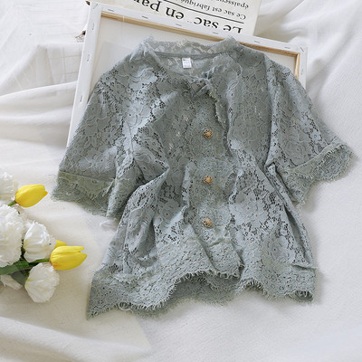 Camasa dama cu maneca scurta din dantela in mai multe culori