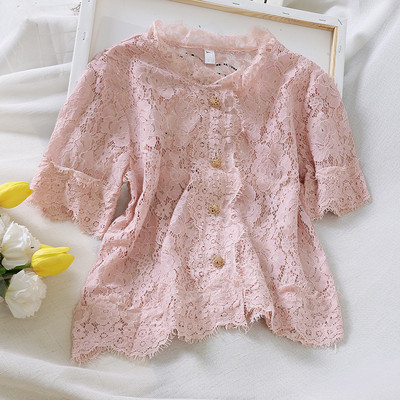 Camasa dama cu maneca scurta din dantela in mai multe culori