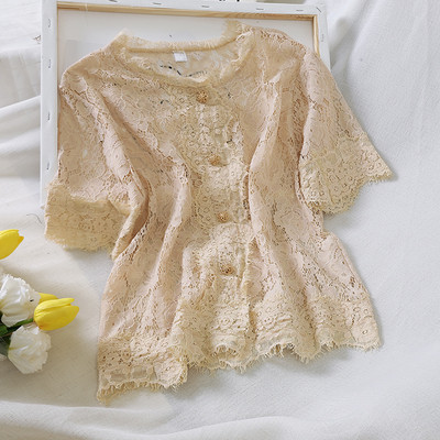 Camasa dama cu maneca scurta din dantela in mai multe culori