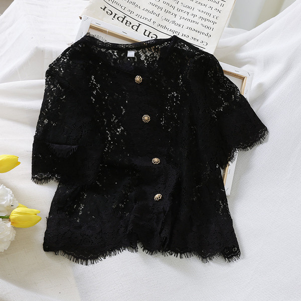 Camasa dama cu maneca scurta din dantela in mai multe culori