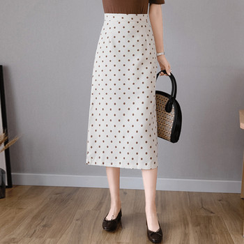 Fusta lunga dama casual cu puncte in doua culori