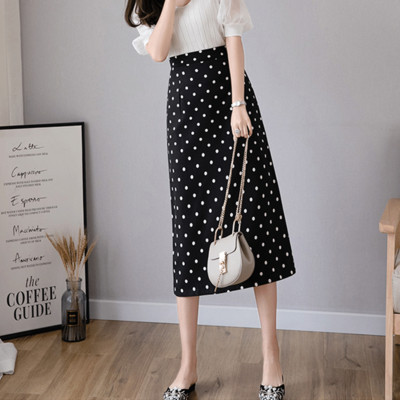 Fusta lunga dama casual cu puncte in doua culori