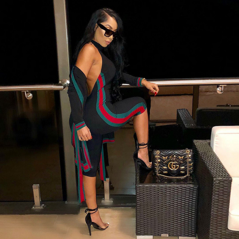 Salopetă de damă elegantă, cu spatele gol, în negru