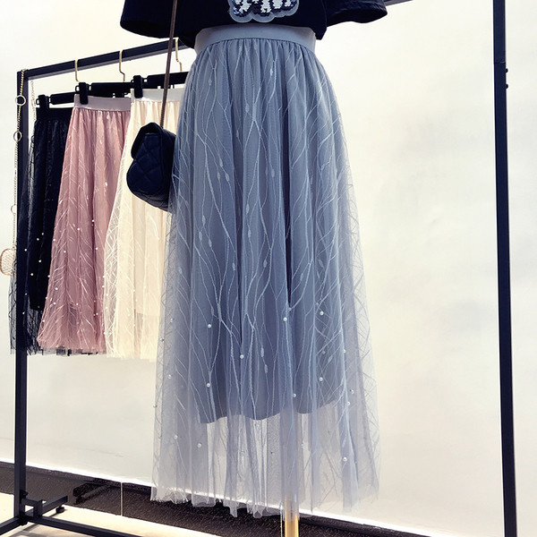 Fusta de dama cu tul si talie inalta in patru culori