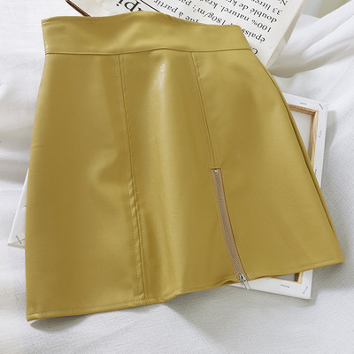 Fusta de dama moderna din piele ecologica cu fermoar in mai multe culori