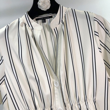 Rochie lungă în dungi cu mâneci scurte