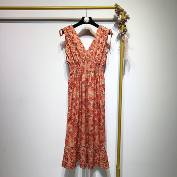 Hosszú ruha elasztikus derékkal, színes mintával