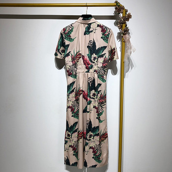 Rochie lunga si lata cu guler clasic si model floral