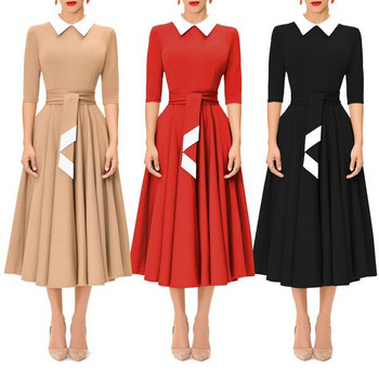 Stílusos női ruha 3/4-es ujjal és megkötővel három színben