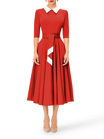 Stílusos női ruha 3/4-es ujjal és megkötővel három színben