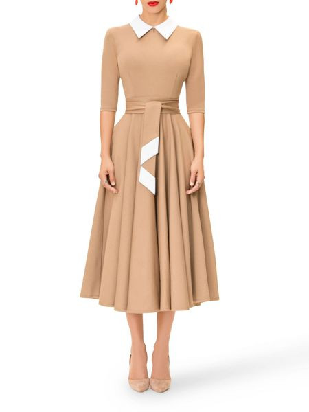 Stílusos női ruha 3/4-es ujjal és megkötővel három színben