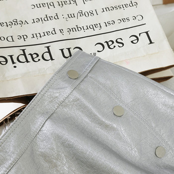 Fusta de dama moderna din piele ecologica cu talie inalta in trei culori