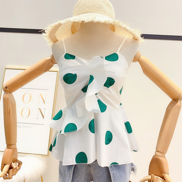 Maieu de damă cu puncte, cu bretele subțiri