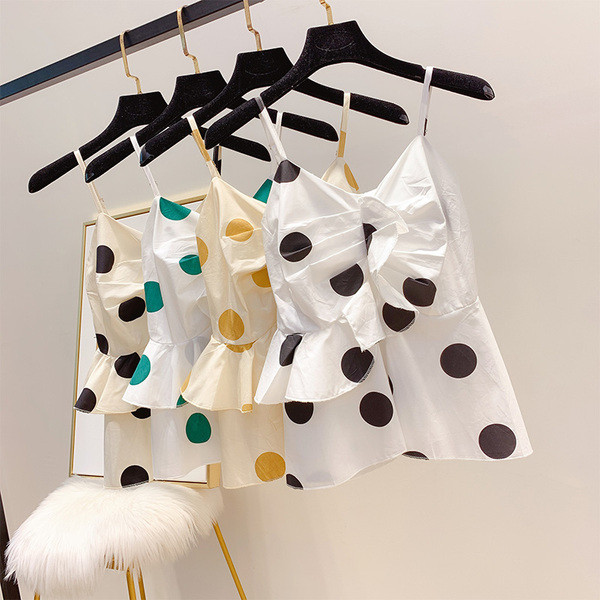 Maieu de damă cu puncte, cu bretele subțiri