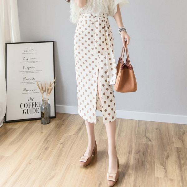 Fusta de dama moderna cu crapa si talie inalta in doua culori