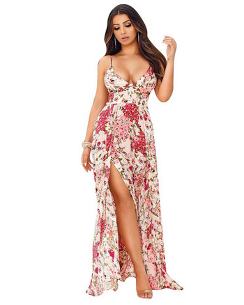 Rochie casual de dama cu bretele subtiri si cu fanta in doua culori