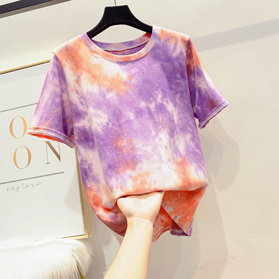 Tricou de damă colorat cu gâtul O în trei culori