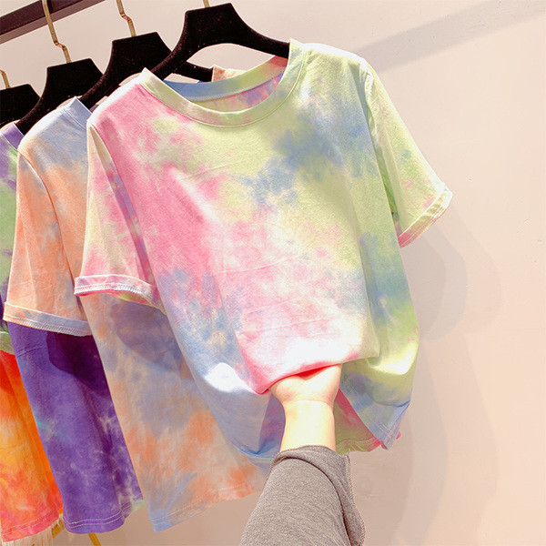 Tricou de damă colorat cu gâtul O în trei culori