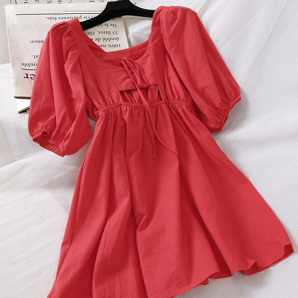 Model modern de rochie de dama cu maneci scurte in patru culori