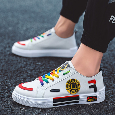 Tenisi casual barbatesti cu talpa plate – in alb si negru