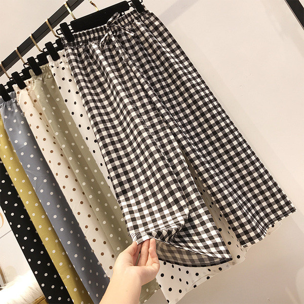 Pantaloni de dama cu buline cu elastic - mai multe culori