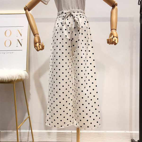 Pantaloni de dama cu buline cu elastic - mai multe culori