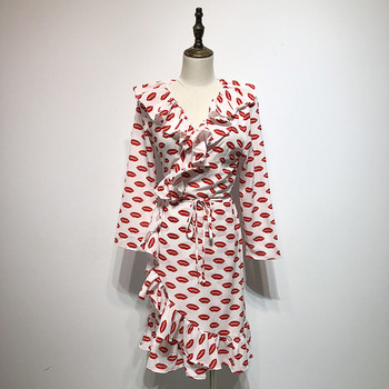 Rochie cu maneca lunga alb cu aplicatie - inima