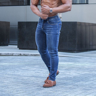 Модерни мъжки дънки Slim модел в син и черен цвят