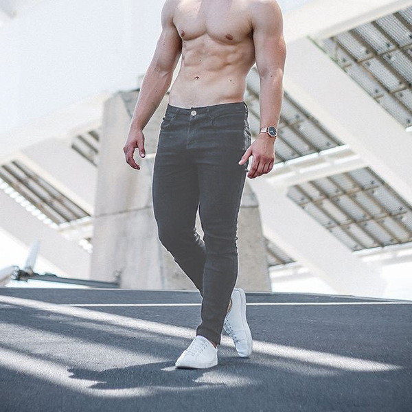 Blugi de bărbați moderni Model Slim în albastru și negru