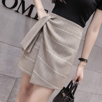 Fusta de dama eleganta in carouri de culoare maro cu talie inalta