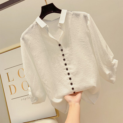 Cămașă de damă cu nasturi și mâneci 3/4 în mai multe culori