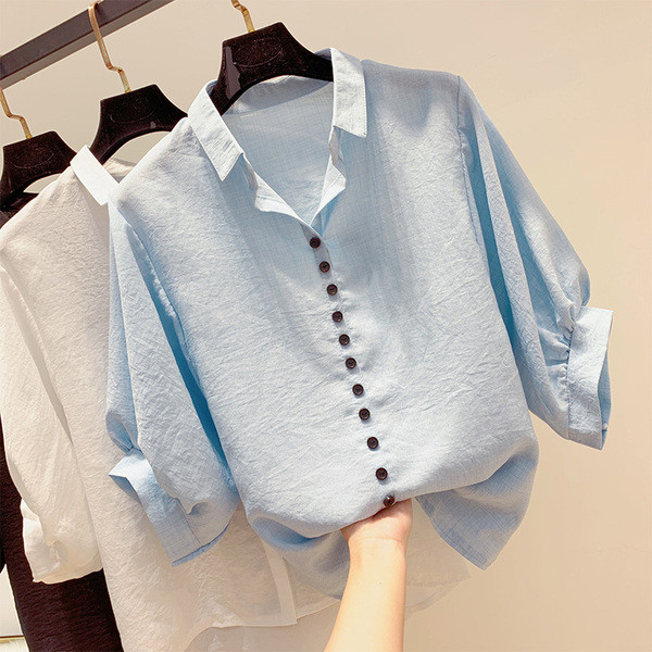 Cămașă de damă cu nasturi și mâneci 3/4 în mai multe culori