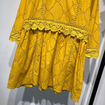 Rochie de dama in galben cu dantela