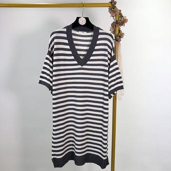 Rochie lejeră în dungi cu mâneci scurte în două culori