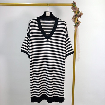 Rochie lejeră în dungi cu mâneci scurte în două culori