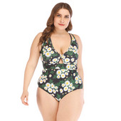 Costum de baie intreg de marime mare cu decolteu in V in doua culori