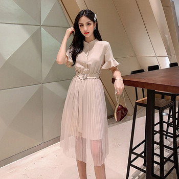 Rochie lunga de dama casual cu talie inalta