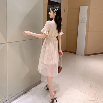 Rochie lunga de dama casual cu talie inalta