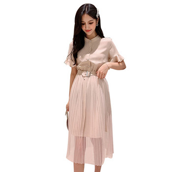 Rochie lunga de dama casual cu talie inalta