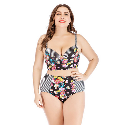 Costum de baie modern din două piese cu motive florale și mărimi până la 4XL