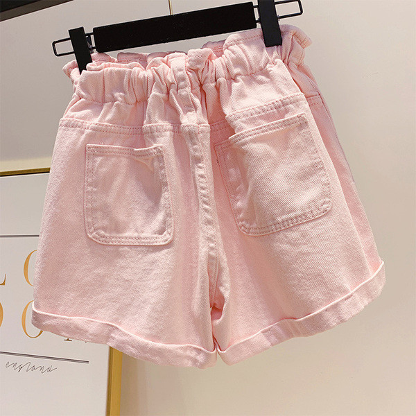 Pantaloni scurți din denim de damă în roz