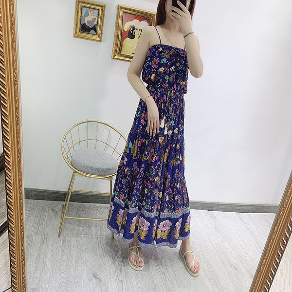 Rochie de vara de dama cu bretele in roz, albastru si galben