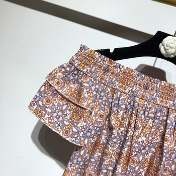 Rochie scurta de dama cu umerii goi cu model colorat